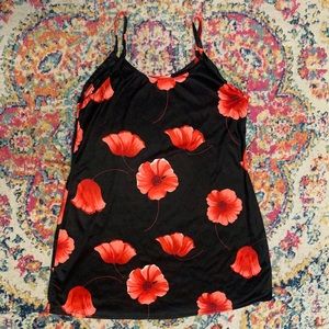 Black Dress With Red Poppy Flowers